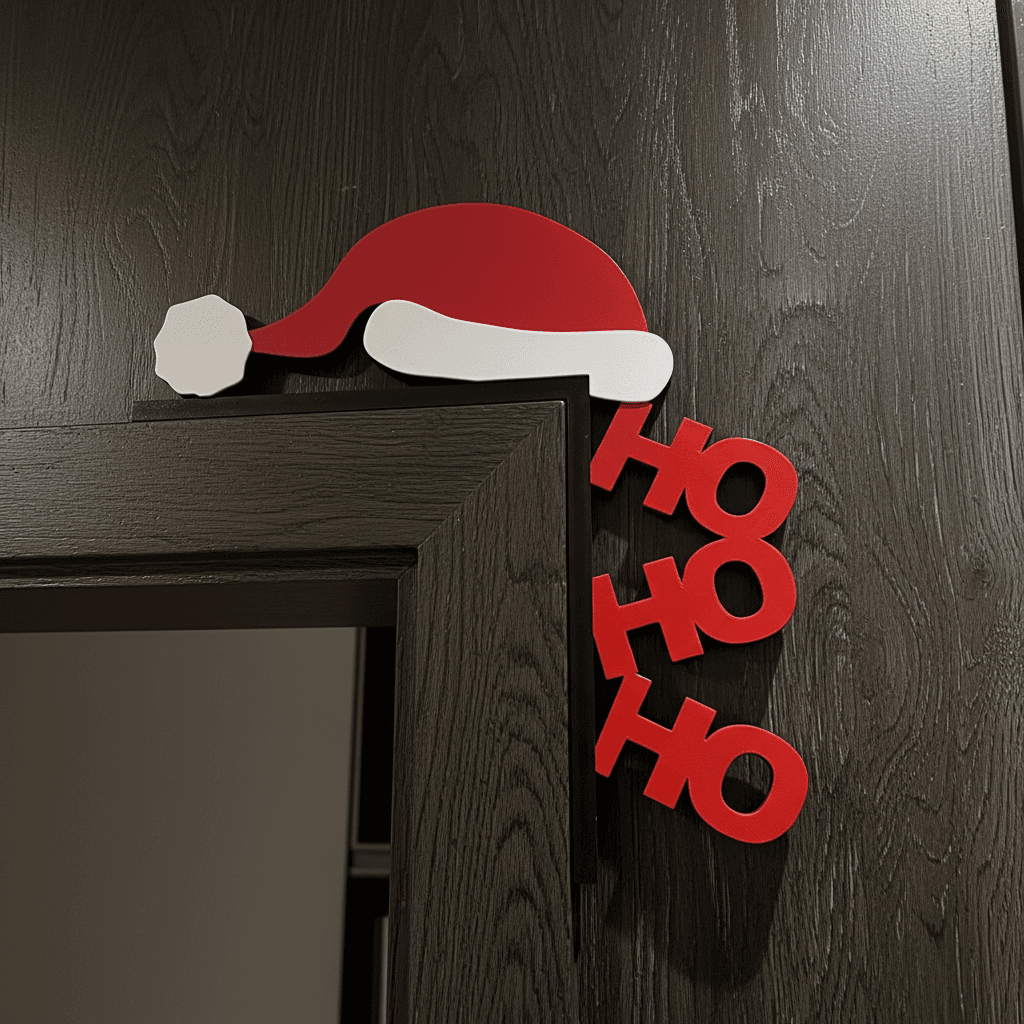 Enfeite natalino vermelho sobre superfície branca